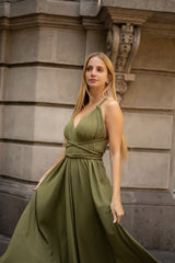 Military Green Braided Dress