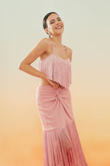Top flecos rosa