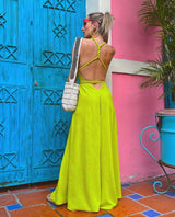 Bug green braided dress