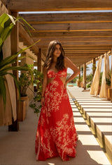 Coral Red Dress with Flow