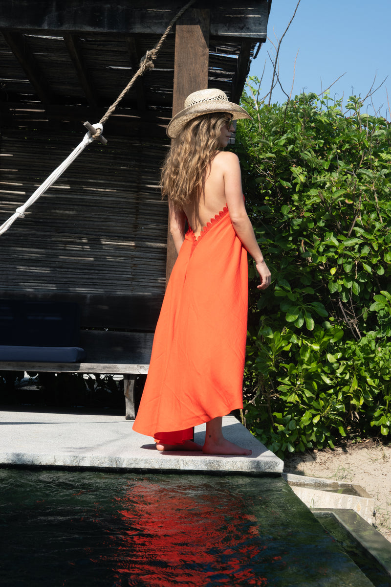 Vestido Salmon Encaje Talla única
