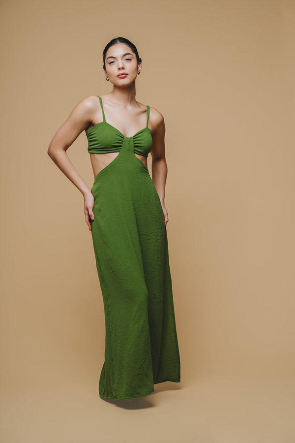 Green cut out dress