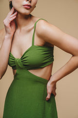 Green cut out dress