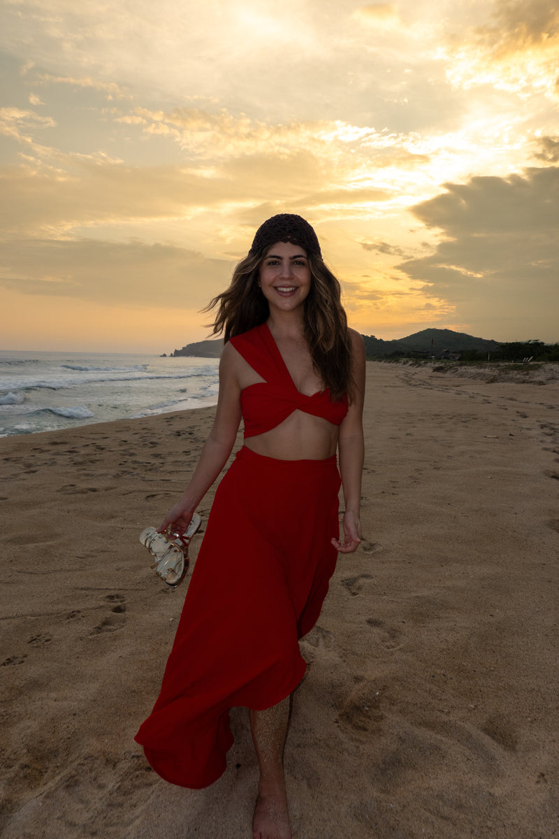Red Pareo Skirt