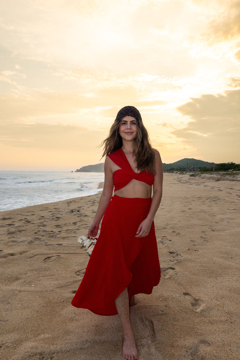 Red Pareo Skirt