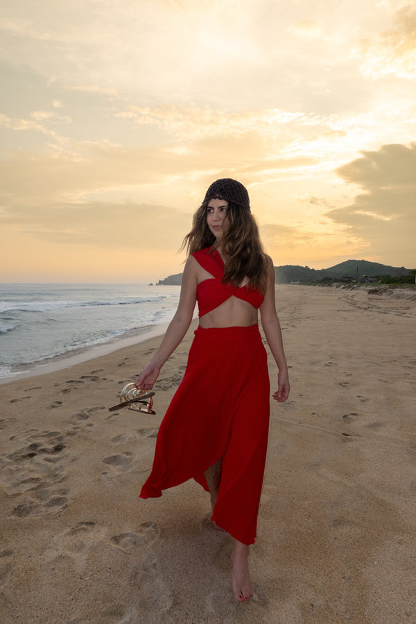 Red Pareo Skirt