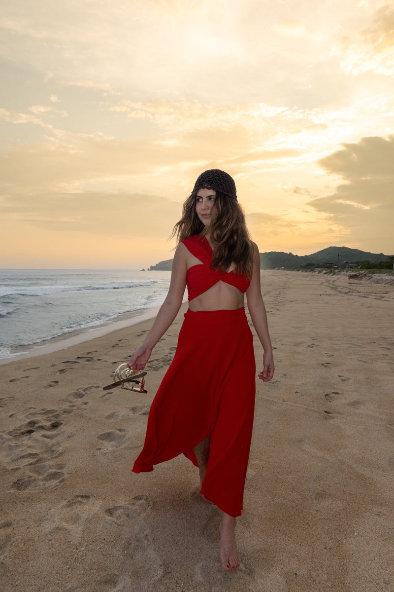 Red Pareo Skirt