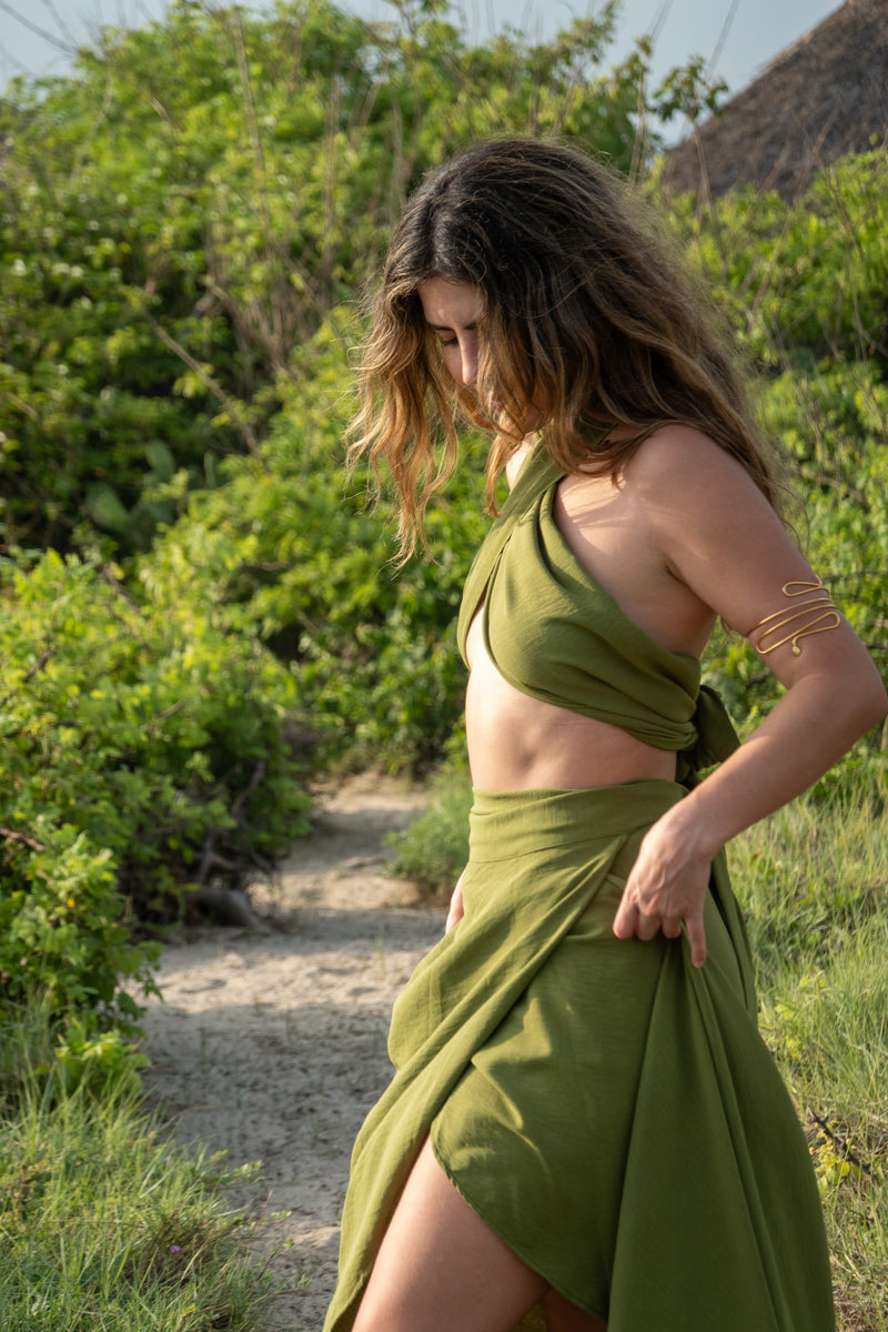 Verde Militar Pareo Skirt