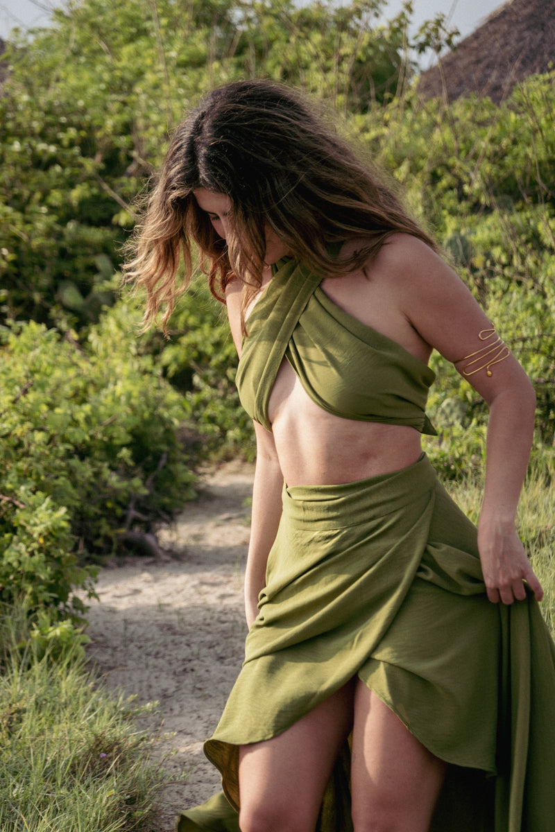 Verde Militar Pareo Skirt