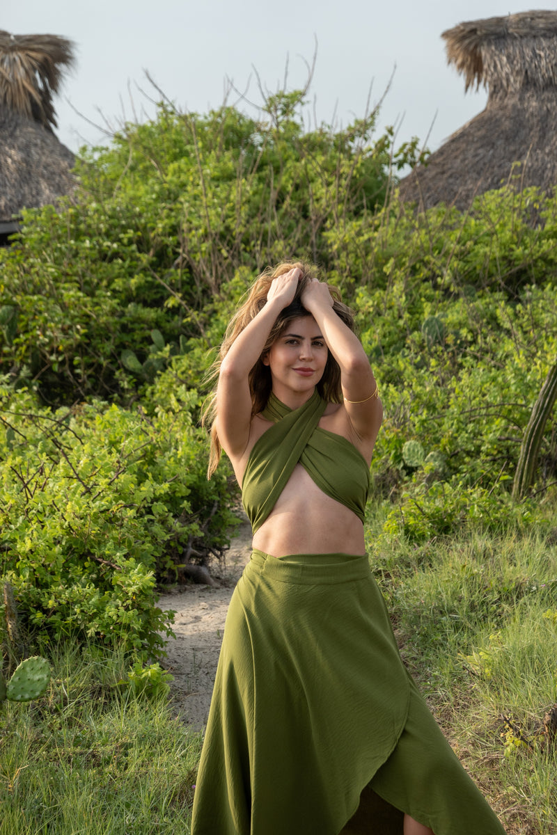 Verde Militar Pareo Skirt