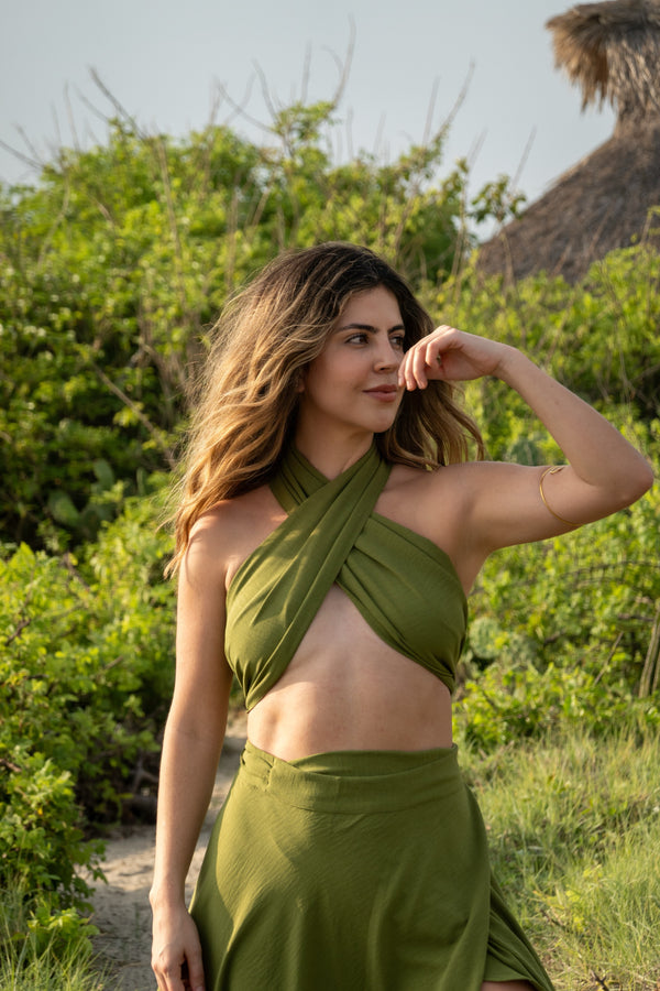 Verde Militar Pareo Skirt