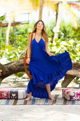 Unicolor blue dress