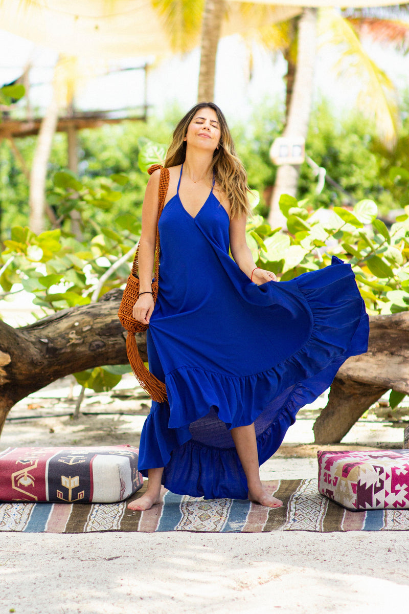 Unicolor blue dress