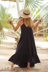 Unicolor black dress