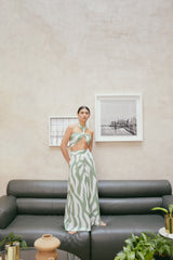 OLIVE GREEN AND MINT ZEBRA TOP