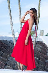 Unicolor red dress