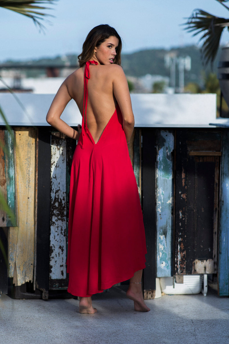 Unicolor red dress
